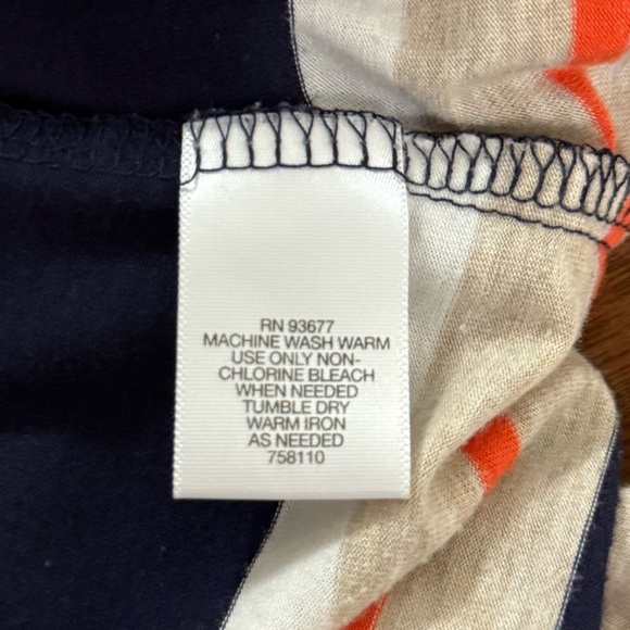 Liz Claiborne Navy/Orange Striped Boat Neck 3/4 Sleeves Size 1X Minimalist - Picture 8 of 8
